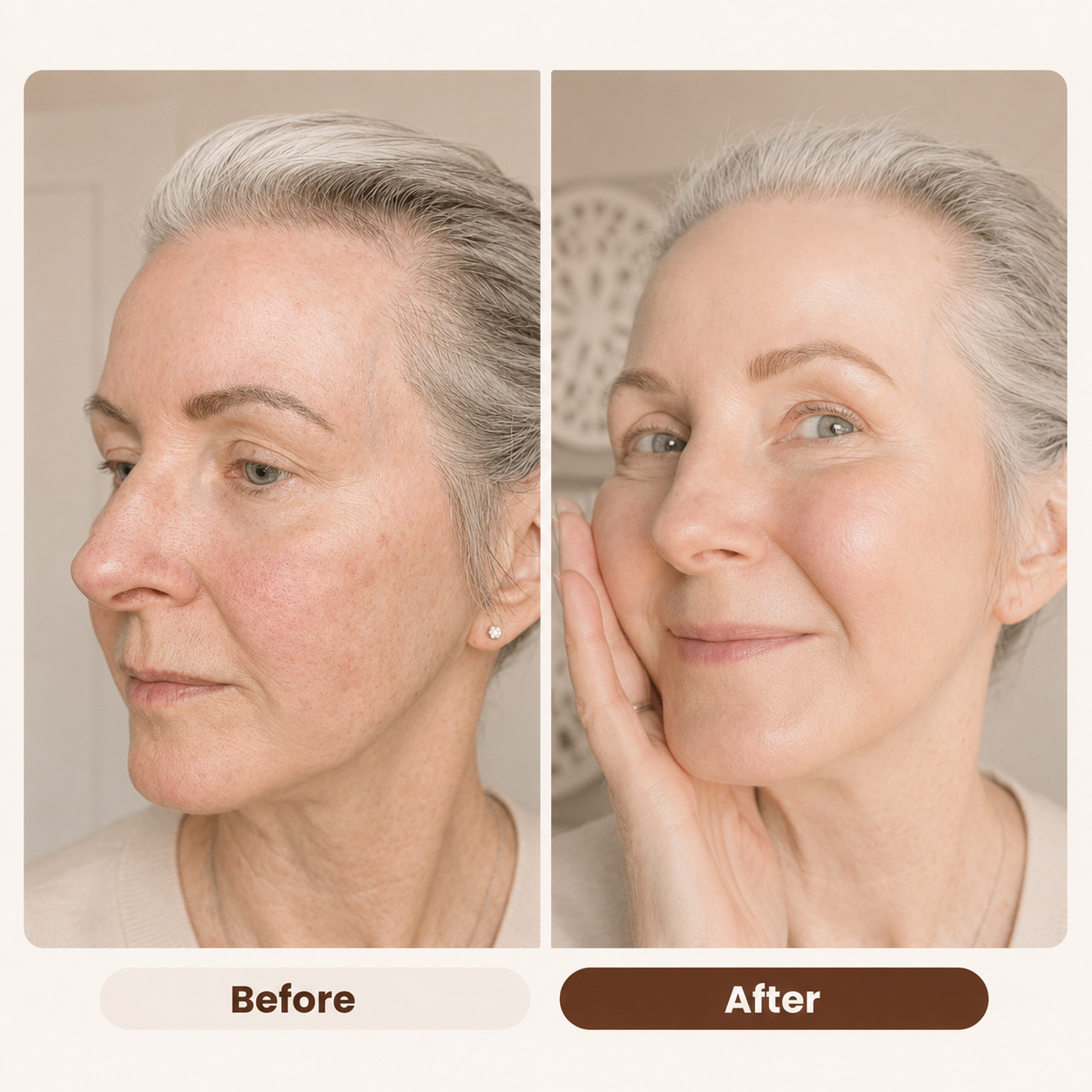 Antes e depois do uso da Máscara de Colágeno Biodance