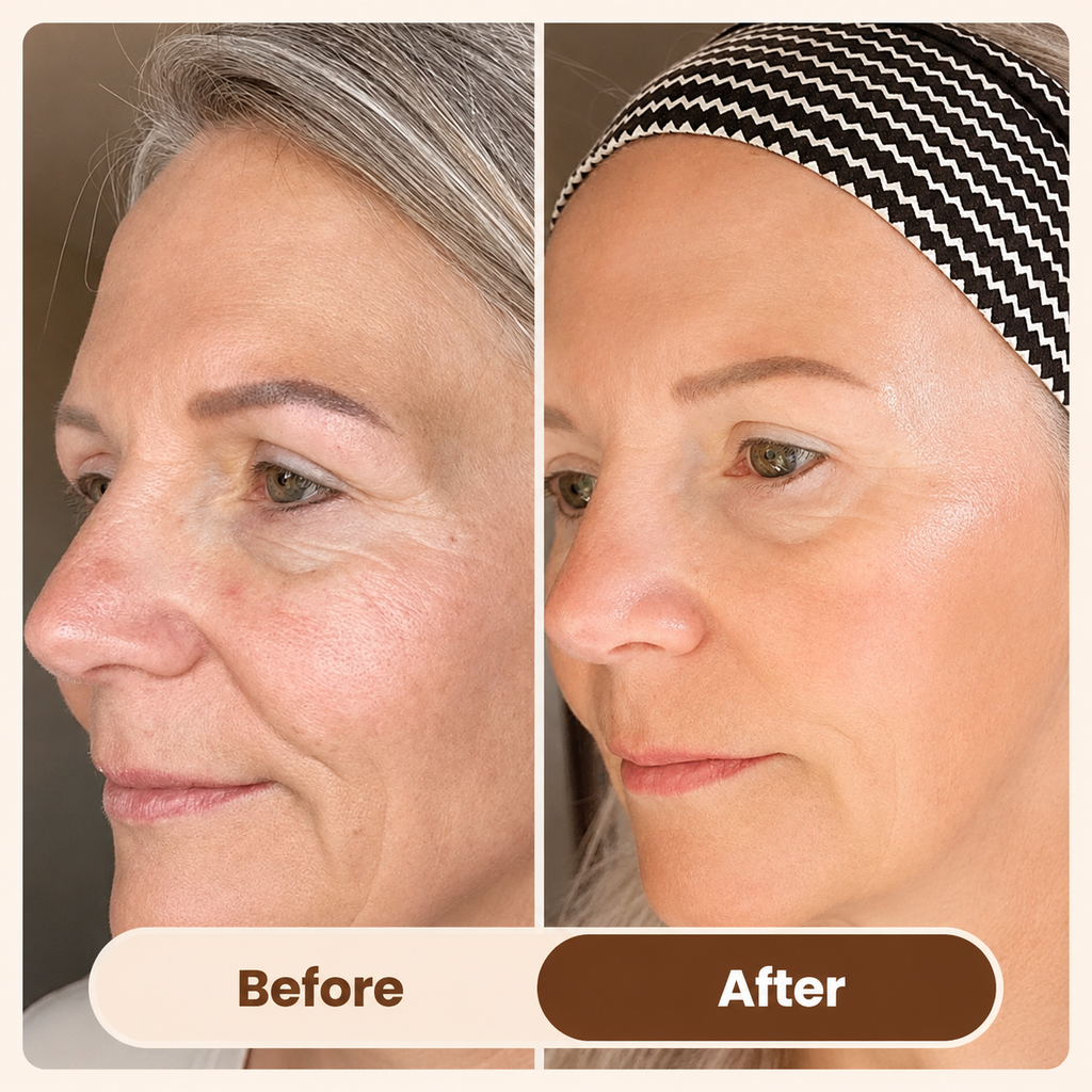 Antes e depois do uso da Máscara de Colágeno Biodance